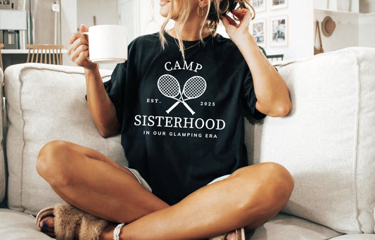 Camp Sisterhood Logo T-Shirt - Black and White - Comfort Colors